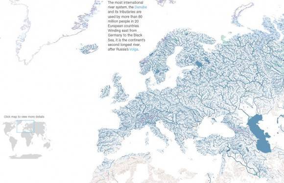 Реки и озера на карте мира