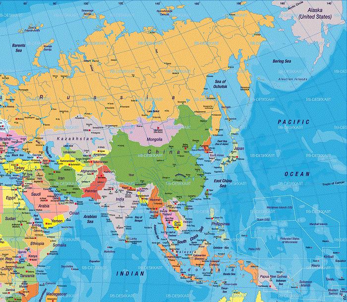 Азия на политической карте мира
