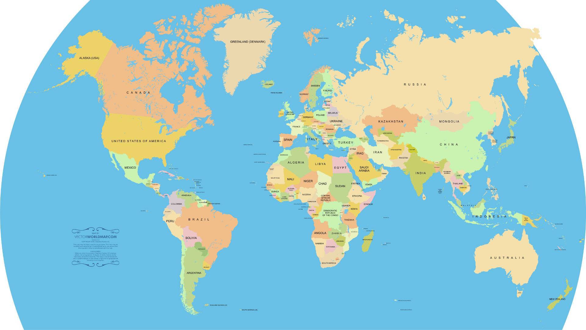 Реальная карта мира без искажений онлайн