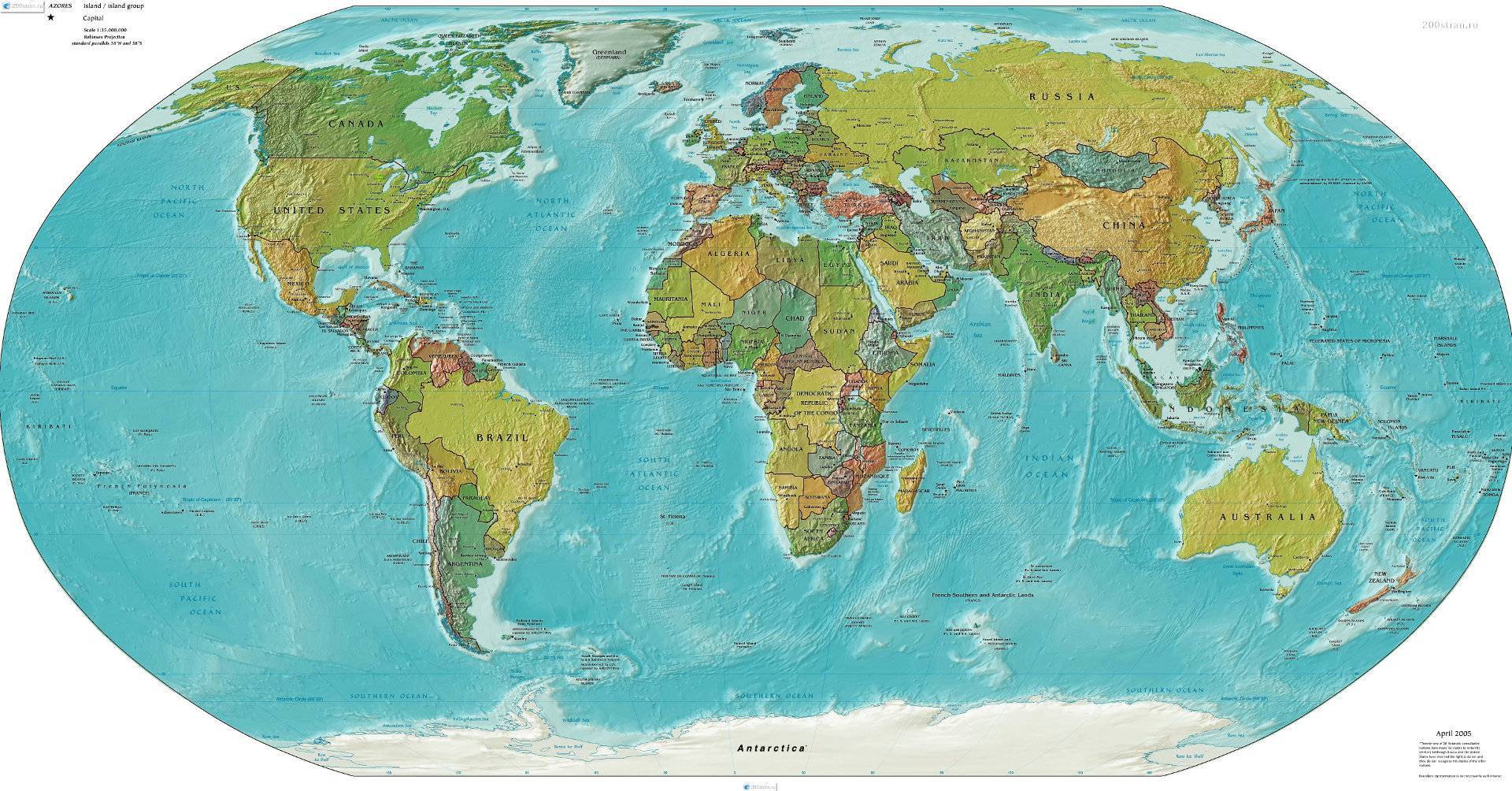 Карта мира приближенная