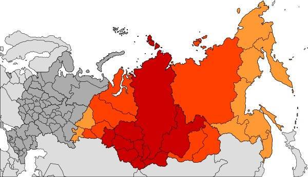 Карта Сибири с городами и областями подробная. Описание региона