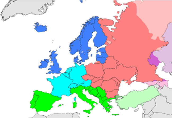 Карта субрегионов Европы
