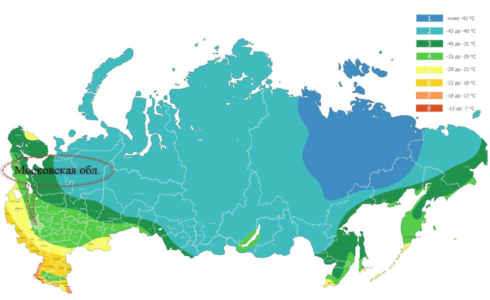 Карта климатических зон России