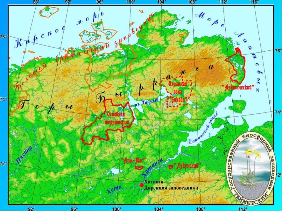 Полуостров таймыр физическая карта