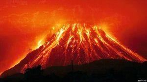Магма вулкана при извержении