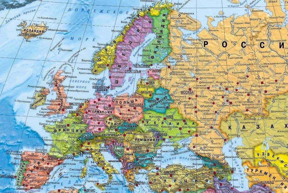 Карта європи країни і столиці