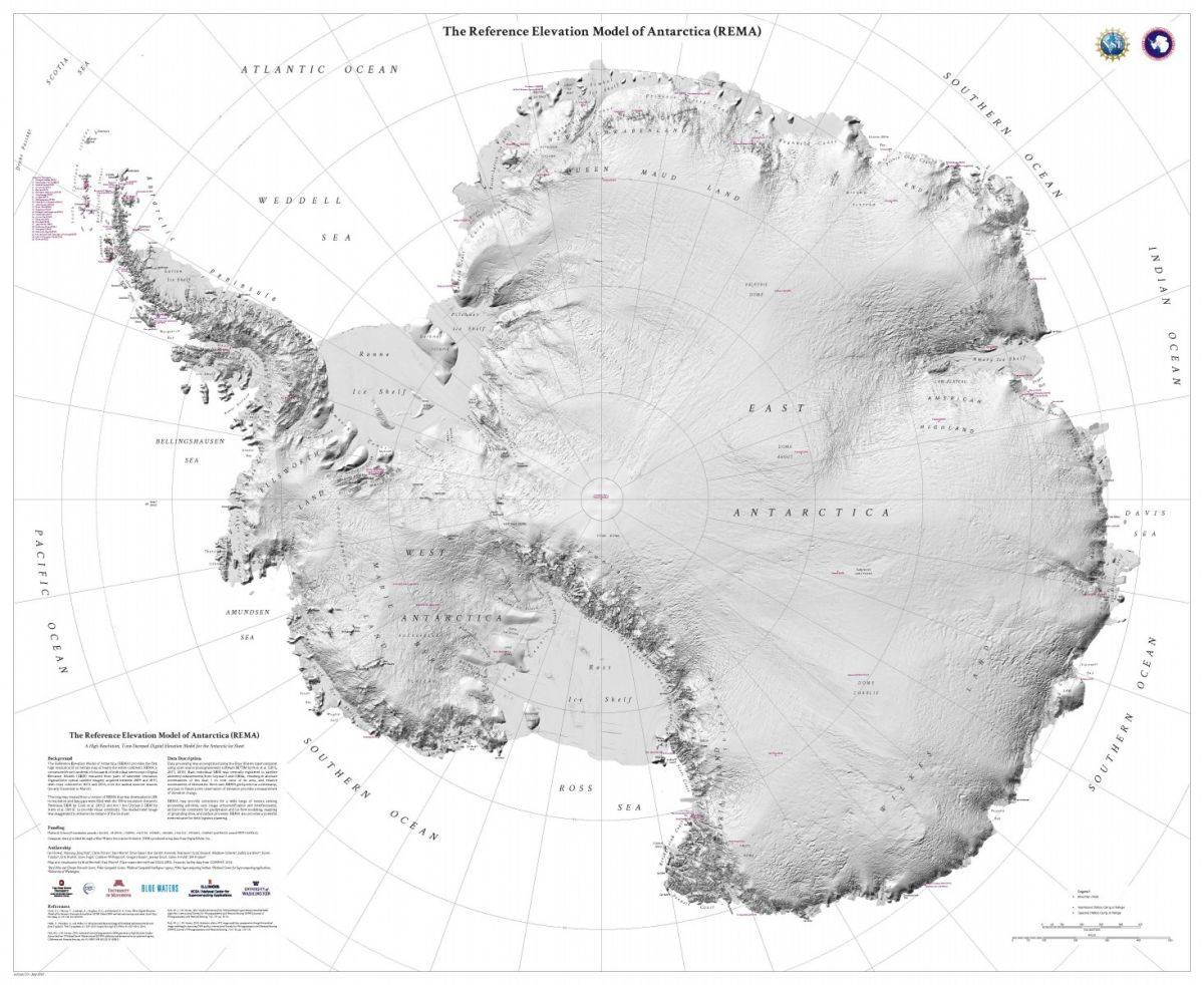 Подробная карта антарктиды
