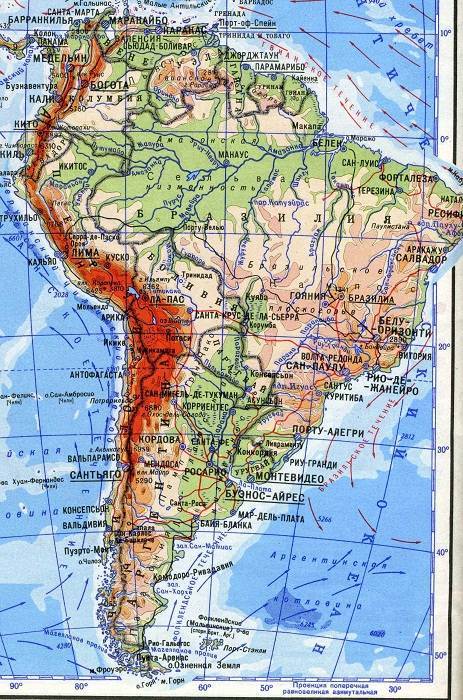 Географическая карта южной америки
