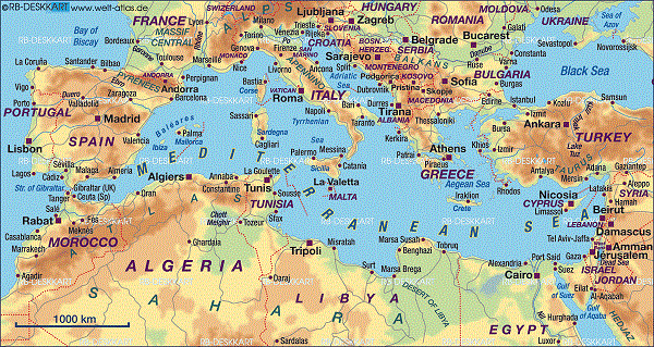 Средиземноморье на карте мира